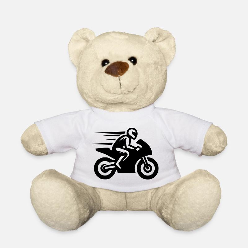 Moto de course Moto Moto Machine de course - Nounours - blanc