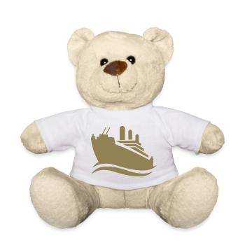Silhouette de bateau de croisière mer minimaliste - Nounours - blanc - Devant