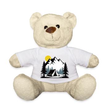 Alpine Campfire Tent Illustration - Teddy Bear - white - Front