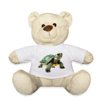 Green Yellow Turtle Pattern - Teddy Bear - white - Front