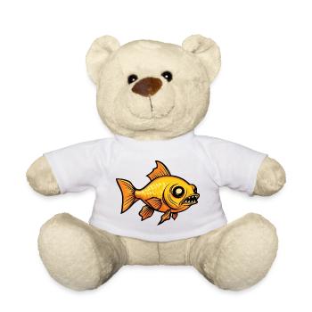 Poisson rouge Halloween Bande dessinée Zombie - Nounours - blanc - Devant