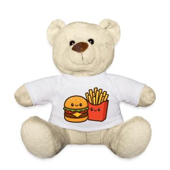 Kawaii Burger & Fries Duo - Nounours - blanc - Devant