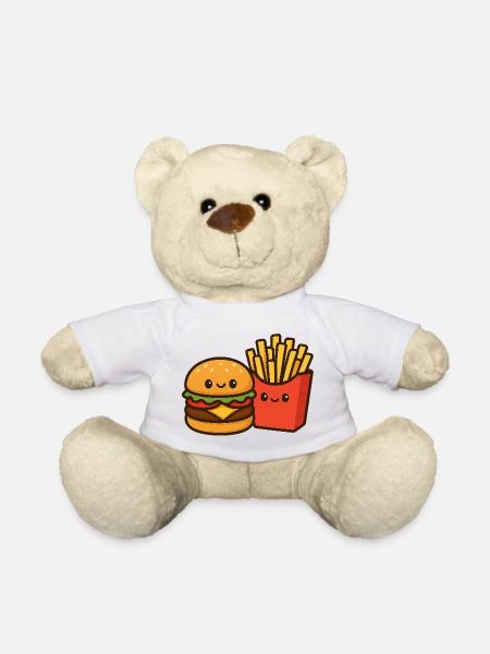 Kawaii Burger & Fries Duo - Teddy Bear - white