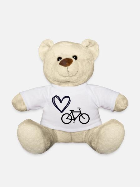 Fahrrad Liebe Design mit Herz und Fahrrad - Teddy - Weiß