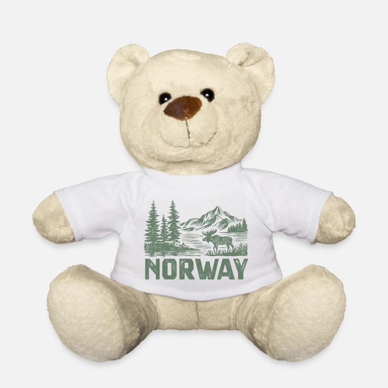 Norwegische Waldlandschaft mit Elch - Teddy - Weiß