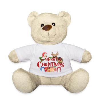 Merry Christmas Festive Apparel  - Teddy Bear - white - Front