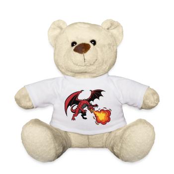 Red Dragon Fire Breath Design - Teddy Bear - white - Front