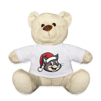 Cat in a Santa hat - Teddy Bear - white - Front