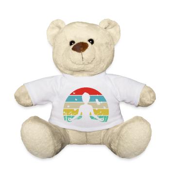 Yoga Meditation Retro Shirt mit Schmetterlingen - Teddy - Weiß - Vorne