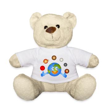 Funny Earth juggles with colorful planets - Teddy Bear - white - Front