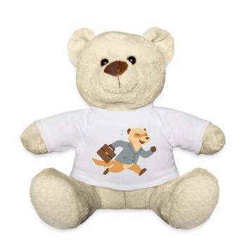 Frettchen im Anzug rennt mit Aktenkoffer - Teddy - Weiß - Vorne