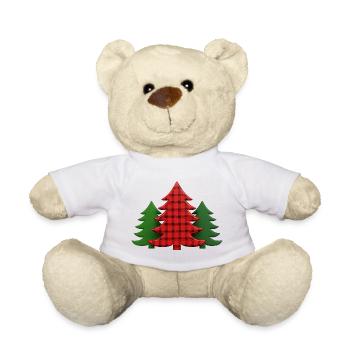 Plaid Tree Christmas Trees Christmas Tree - Teddy Bear - white - Front
