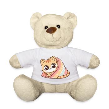 Cute Wrapped Covered Kitten - Teddy Bear - white - Front