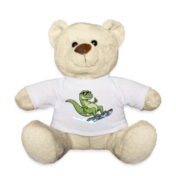 Cool dinosaur surfer with sunglasses - Teddy Bear - white - Front