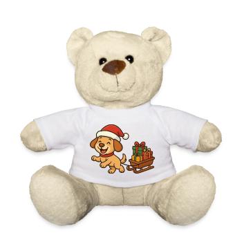 Fröhlicher Weihnachtshund mit Geschenken - Teddy - Weiß - Vorne