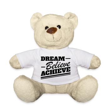 Dream Believe Achieve - Motivation Bold Retro - Teddy Bear - white - Front