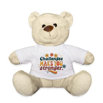 Challenges Make You Stronger – Retro Floral - Nounours - blanc - Devant