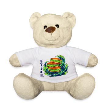 Vibrant Matcha Pancakes with Japanese Wave  - Teddy Bear - white - Front