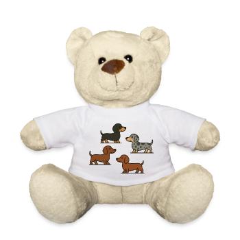 Dachshund Quartett: Spotted & Solid - Teddy - Weiß - Vorne