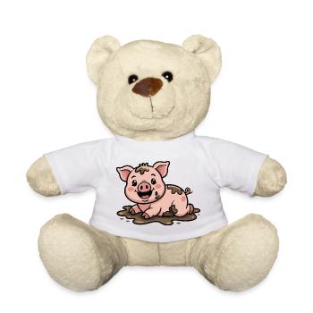 Piggy in the Mud Cute - Teddy Bear - white - Front