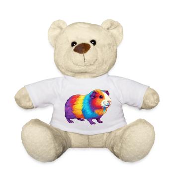 Colorful Guinea Pig Rainbow Pop Art Watercolor - Teddy Bear - white - Front