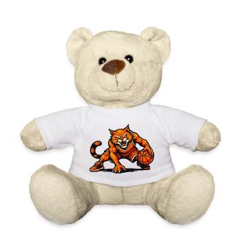 Orange Cat Dribbling Mascot - Teddy Bear - white - Front