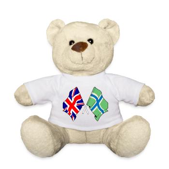 Gloucestershire- und Großbritannien-Flagge - Teddy - Weiß - Vorne