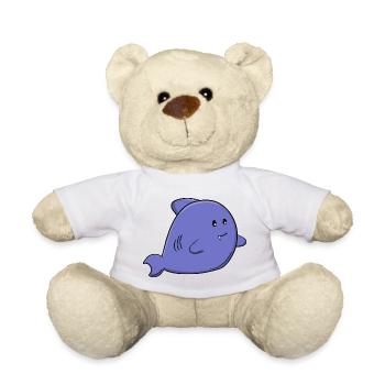 Niedlicher Blauhai, niedliches Kawaii-Meerestier - Teddy - Weiß - Vorne