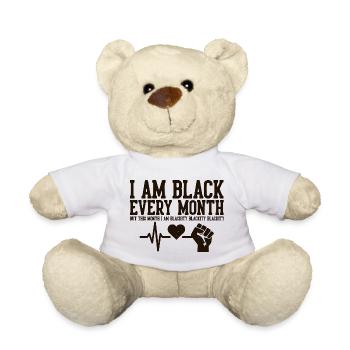 Je suis noir chaque mois battement de cœur Poing - Nounours - blanc - Devant