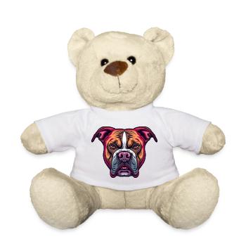 Neon Bulldog Head Illustration - Teddy Bear - white - Front