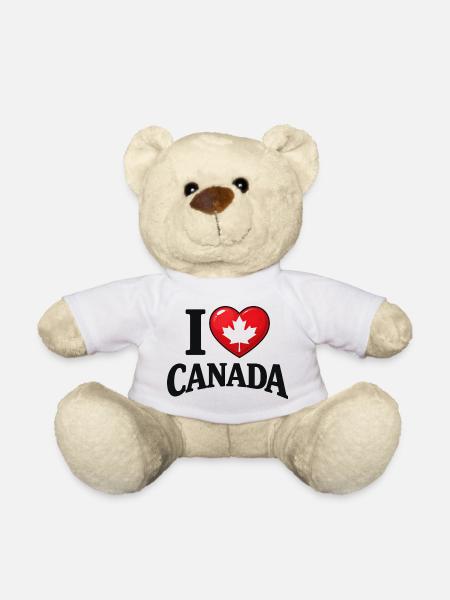 I Love Canada – Maple Leaf Message - Teddy Bear - white
