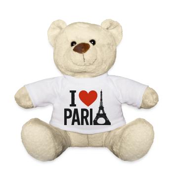 I love Paris Coeur and the Eiffel Tower - Teddy Bear - white - Front