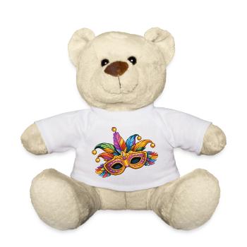 Colourful carnival mask – elegant carnival motif - Teddy Bear - white - Front