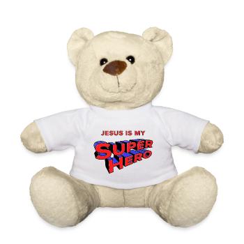 Jésus, mon super-héros, - Nounours - blanc - Devant