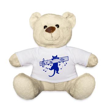 Niedliche Katze Musik Musiker Musikinstrument - Teddy - Weiß - Vorne