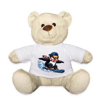 Penguin Boarder Winter Sports - Teddy Bear - white - Front