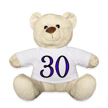 30. 30 ANS. 30e ANNIVERSAIRE. ANNIVERSAIRE 30 ANS. - Nounours - blanc - Devant