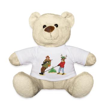 Forest Tug Duo: Hunter & Deer - Teddy Bear - white - Front