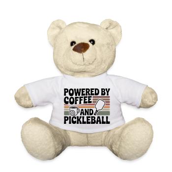 Powered by Coffee & Pickleball - Retro Sport - Teddy Bear - white - Front