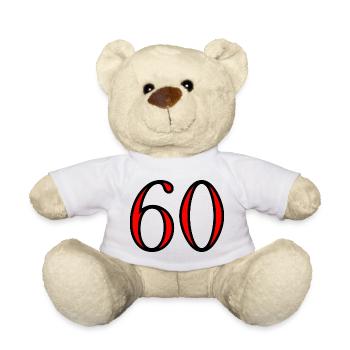 60. 60 ANS. 60e ANNIVERSAIRE. ANNIVERSAIRE 60 ANS. - Nounours - blanc - Devant