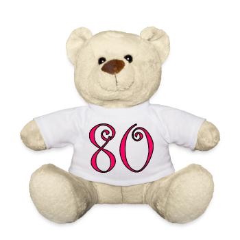 80. 80 YEARS. 80th ANNIVERSARY. 80 YEARS ANNIVERSARY. - Teddy Bear - white - Front