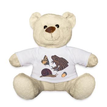Vintage Nature Illustration: Toad & Butterfly - Teddy Bear - white - Front
