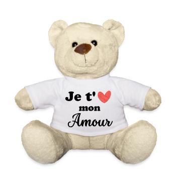 Saint Valentin je t'aime mon amour  - Nounours - blanc - Devant