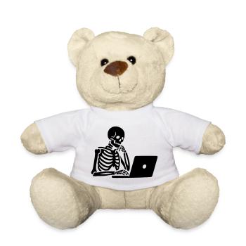 Skeleton on laptop computer - Teddy Bear - white - Front