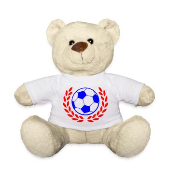 Blue football logo with red laurel wreath - Teddy Bear - white - Front