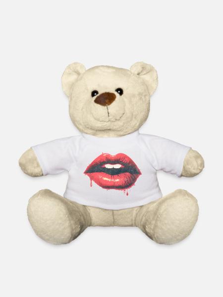 Urban Kiss - Dripping - Red Lips Pop Art - Teddy Bear - white