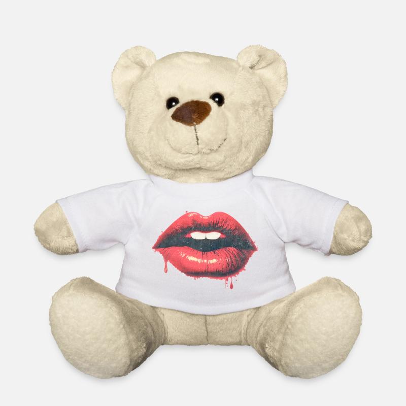 Baiser urbain - Goutteuse - Red Lips Pop Art - Nounours - blanc