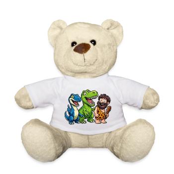 Dino Friends Caveman Stone Age Fun - Teddy Bear - white - Front