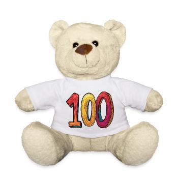 100 Number Colorful - Teddy Bear - white - Front