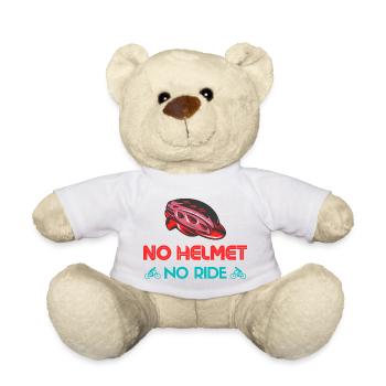 No Helmet No Ride Bicycle Motif - Teddy Bear - white - Front